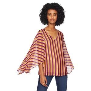 Trina Turk Blouse Pagoda Stripe Multicolor Women’s Top XS‎